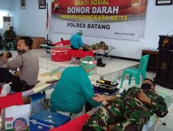 Sambut HUT Bhayangkara Ke 74, Giat Kodim Batang Donor Darah