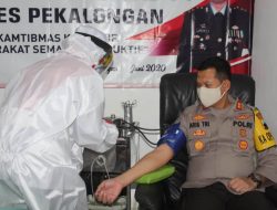 Jelang HUT Bhayangkara Ke 74,Polres Pekalongan Gelar Donor Darah Dengan Protokol Kesehatan Cegah Covid-19