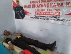 Sambut HUT Bhayangkara Ke 74, Polsek Bandar Dan Masyarakat Adakan Donor Darah