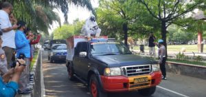 Petugas Gabungan Kota Pekalongan Semprot Disinfektan Skala Besar Di Jalan Protokol Dan Fasum