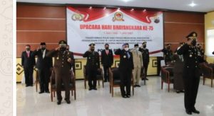 Kapolres Pekalongan Bersama Forkopimda Ikuti Upacara Hari Bhayangkara Ke 75 Secara Virtual
