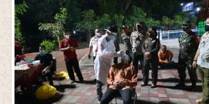 Sosialisasi PPKM Level 4, Polres Pekalongan Kota Bersama Forkopimda Gelar Testing Dan Tracing Tertibkan Prokes