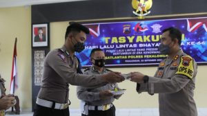 Jajaran Sat Lantas Polres Pekalongan Kota Menggelar Tasyakuran HUT Polantas Ke 66, Secara Sederhana