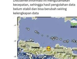 Gempa Magnitudo 4,6 Guncang Batang, Jawa Tengah