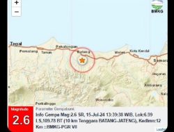 Gempa Berkekuatan 2,6 SR Guncang Batang, Jawa Tengah